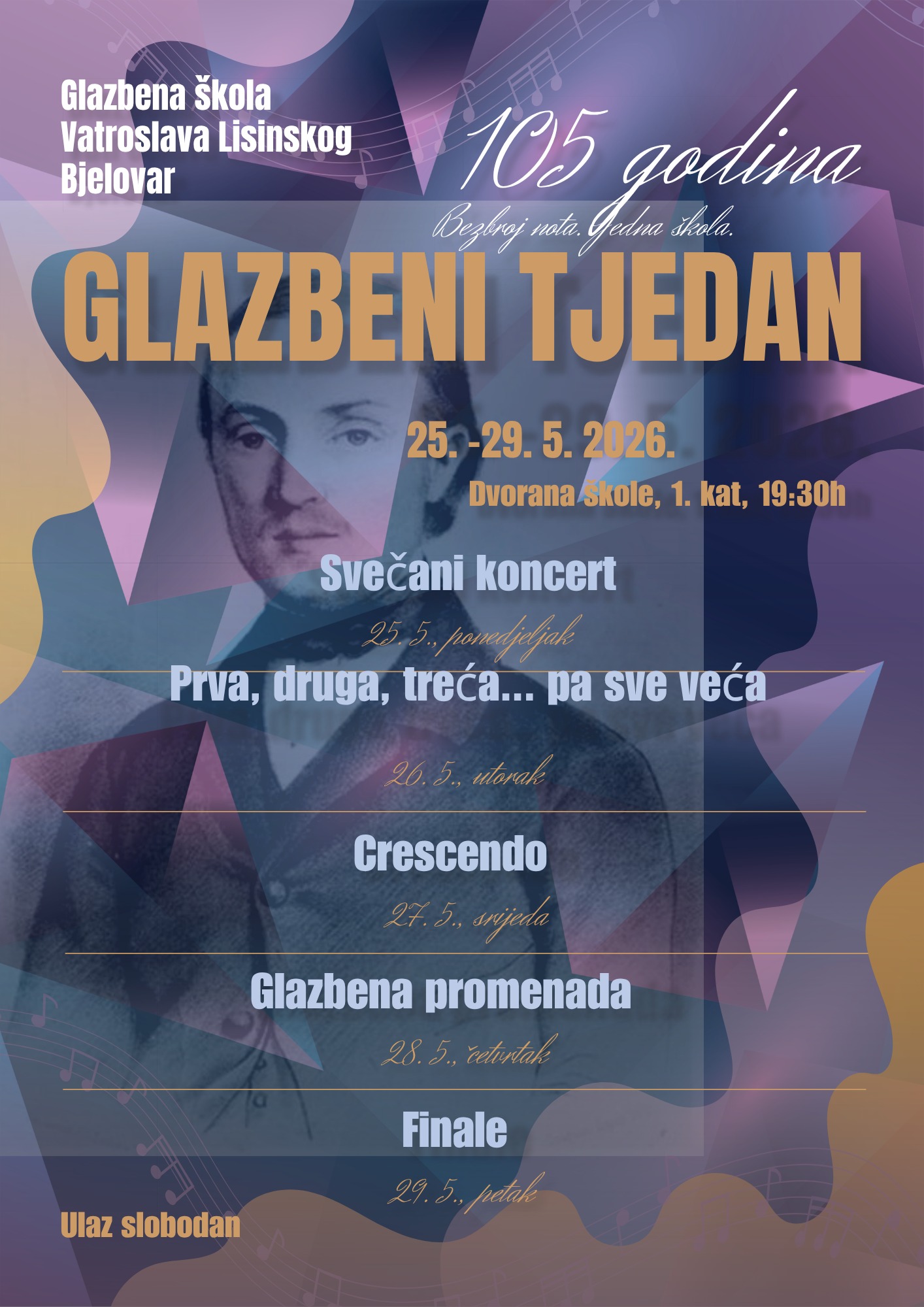 Koncerti Glazbene škole Vatroslava Lisinskog Bjelovar 105 godina
